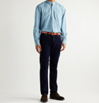 Sid Mashburn - Grandad-Collar Cotton-Chambray Shirt - Blue