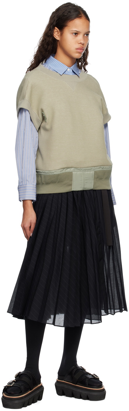sacai Khaki Cap Sleeve Sweatshirt