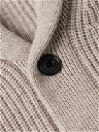 Hartford - Shawl-Collar Ribbed Wool and Cashmere-Blend Cardigan - Neutrals