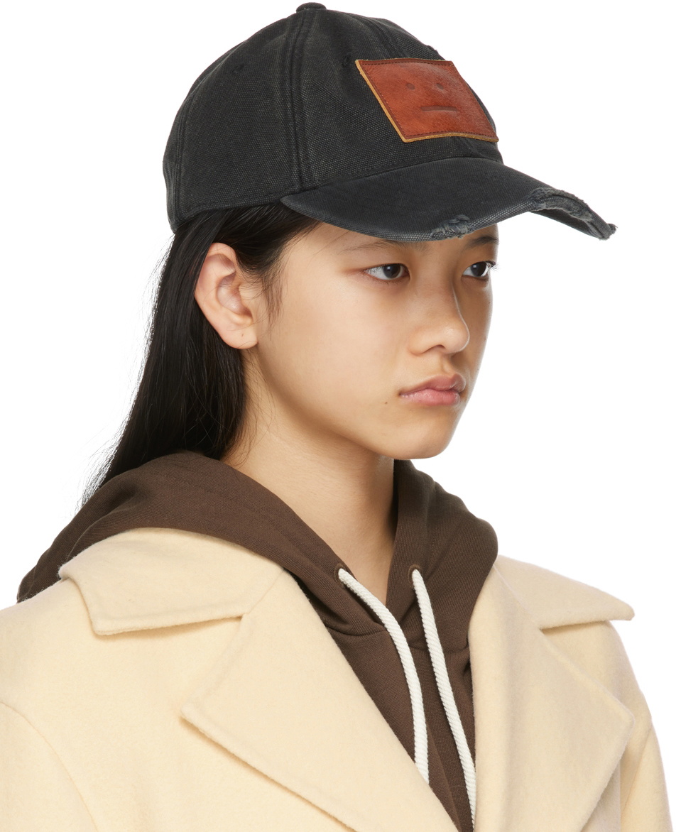 Acne Studios Black Canvas Baseball Cap Acne Studios