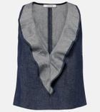 Dorothee Schumacher Fluid Denim ruffled crop top
