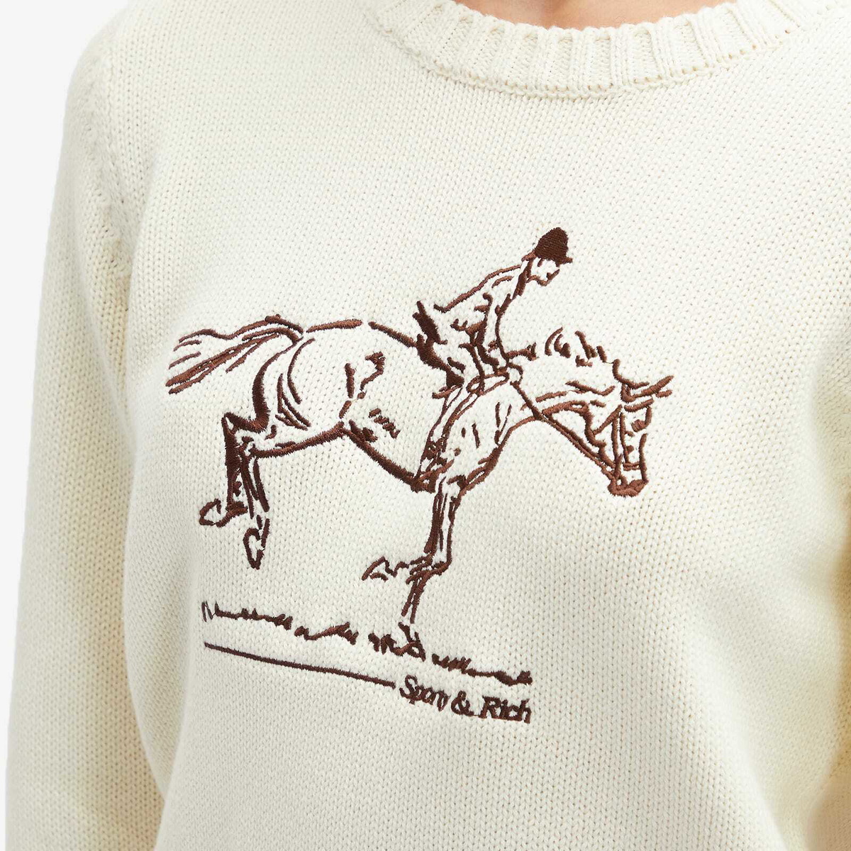 Sporty & Rich Women's Horse Knitted Sweater in Cream