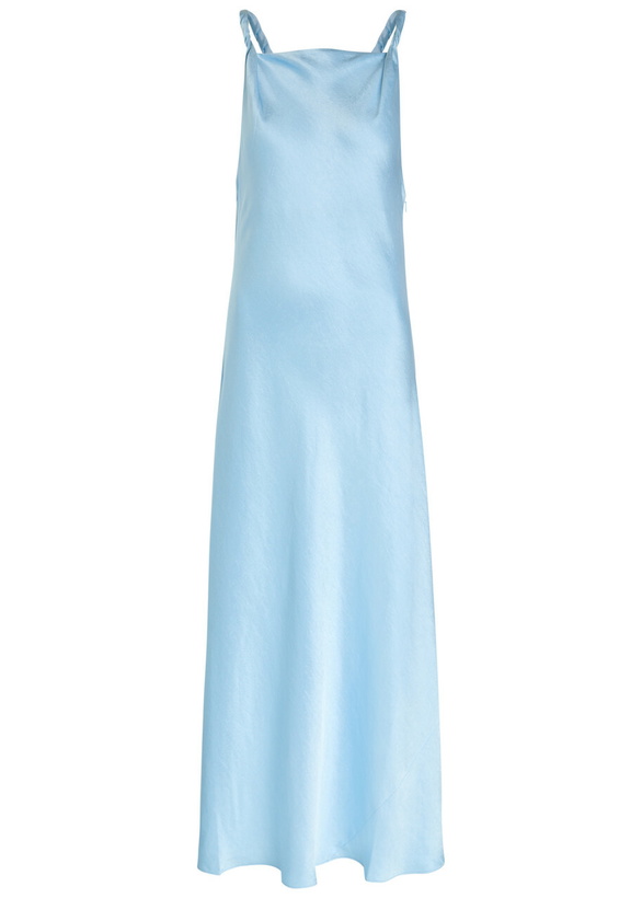 Photo: Polo Ralph Lauren Twisted Strap Detail Satin Maxi Dress Light Blue