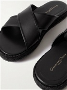 Gianvito Rossi - Leather Espadrille Slides - Black
