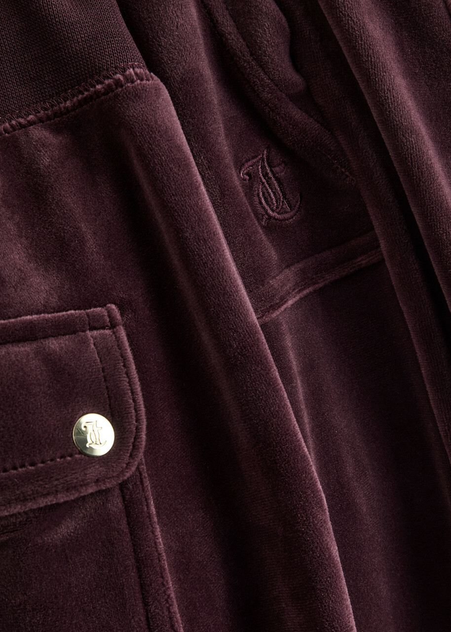 Juicy Couture Del Ray Logo Velour Sweatpants Dark Red