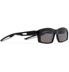 Balenciaga - Rectangle-Frame Rubber-Trimmed Acetate Sunglasses - Black