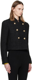 BALMAIN Black Tweed Officer Jacket