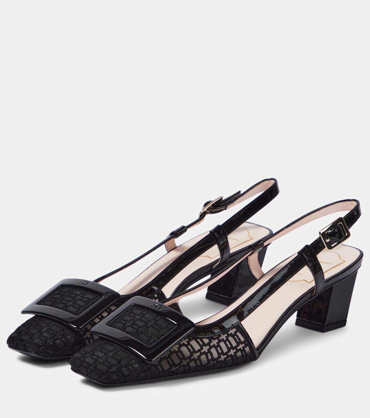 Roger Vivier Belle Vivier mesh and leather slingback pumps