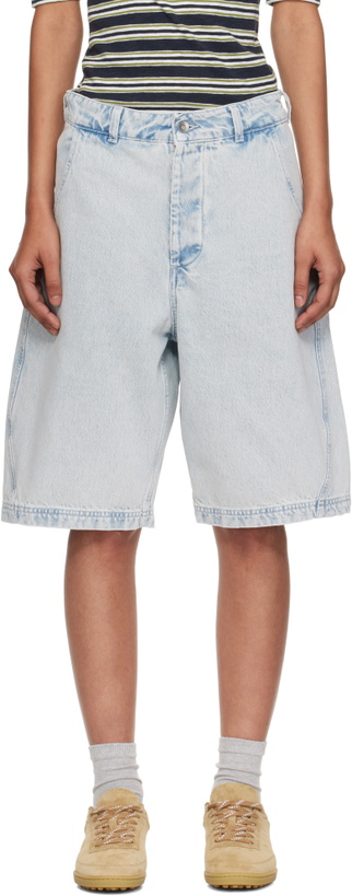 Photo: YMC Blue Twisted Denim Shorts