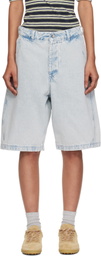 YMC Blue Twisted Denim Shorts