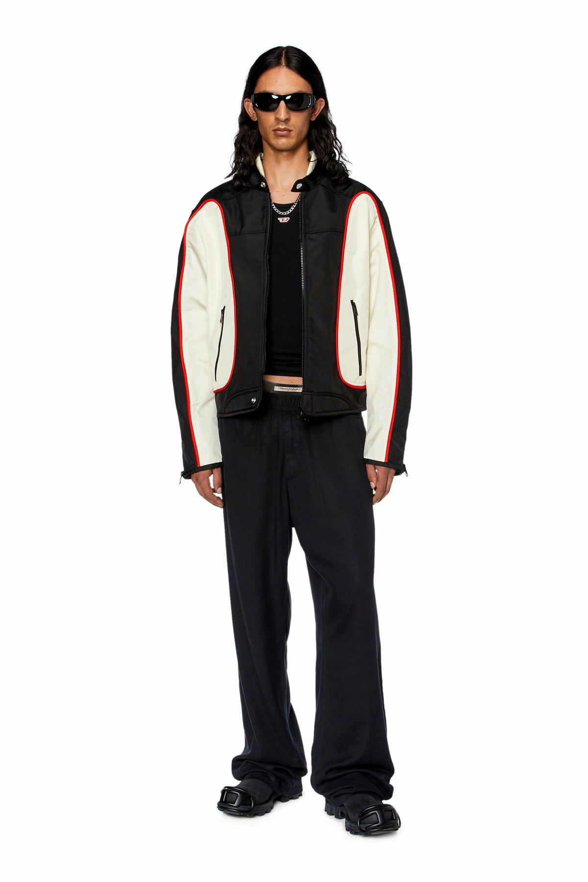 Diesel Biker jacket in colour-block nylon - Jackets Mens in