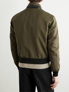 TOM FORD - Leather-Trimmed Cotton and Silk-Blend Bomber Jacket - Green