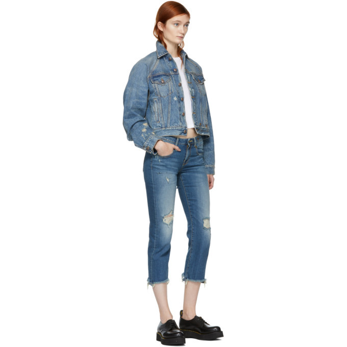 R13 Blue Denim Raglan Trucker Jacket R13