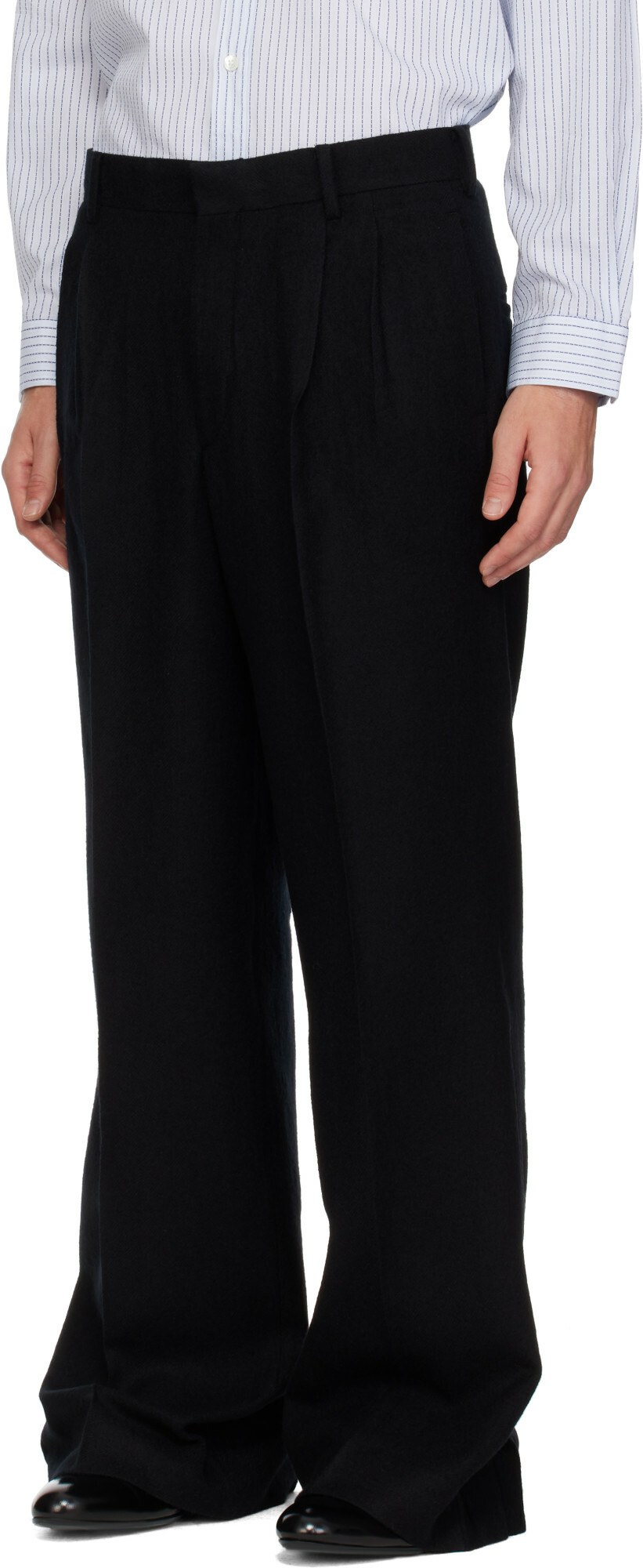 SIRE Black Pleated Tailored Trousers