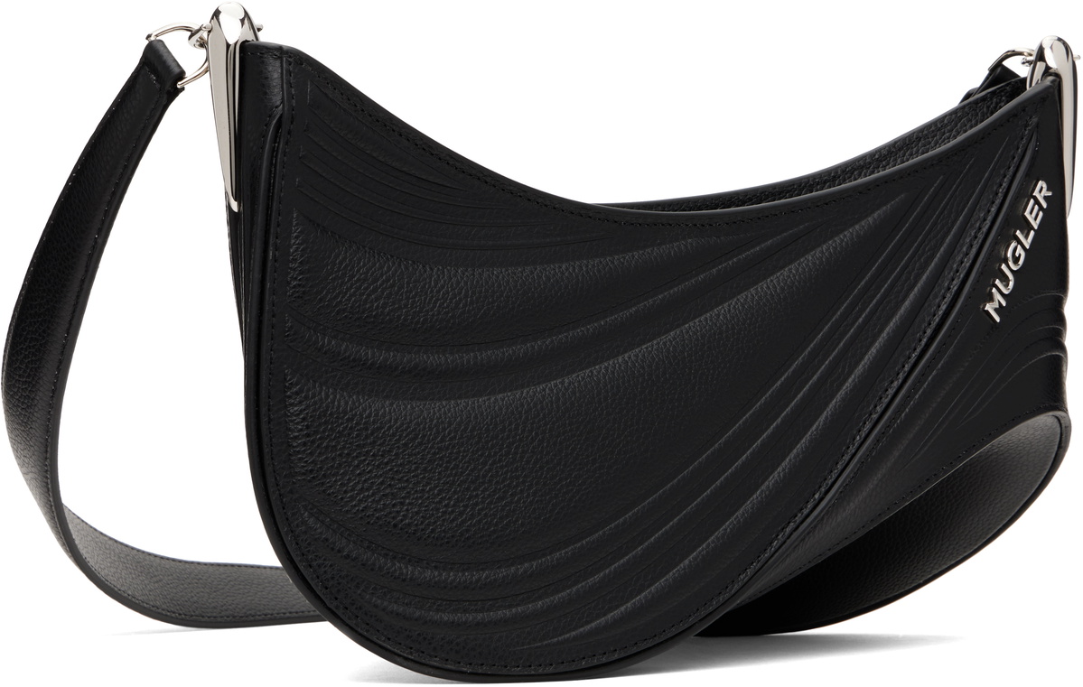Mugler Black Medium Embossed Spiral Curve 01 Bag