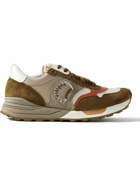 Visvim - Roland Embroidered Leather-Trimmed Suede and Mesh Sneakers - Brown