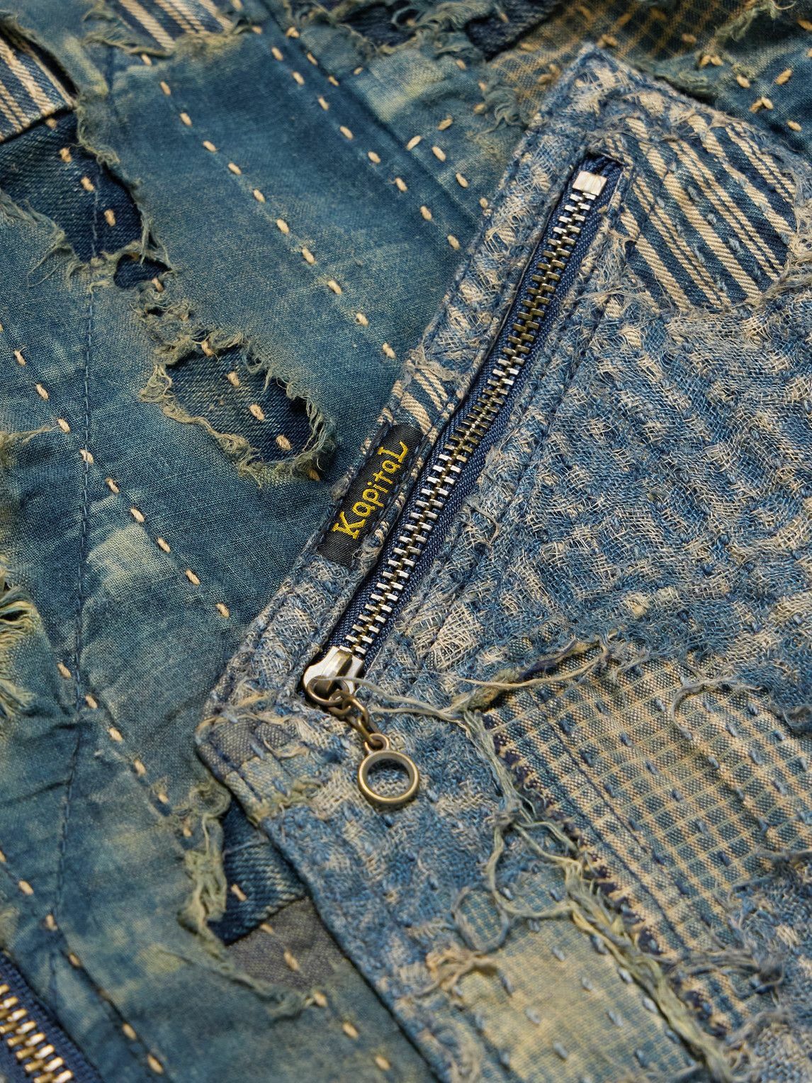 新品 KAPITAL - Boro Distressed Patchwork Denim Jacket - Blue KAPITAL ジャケット・アウター