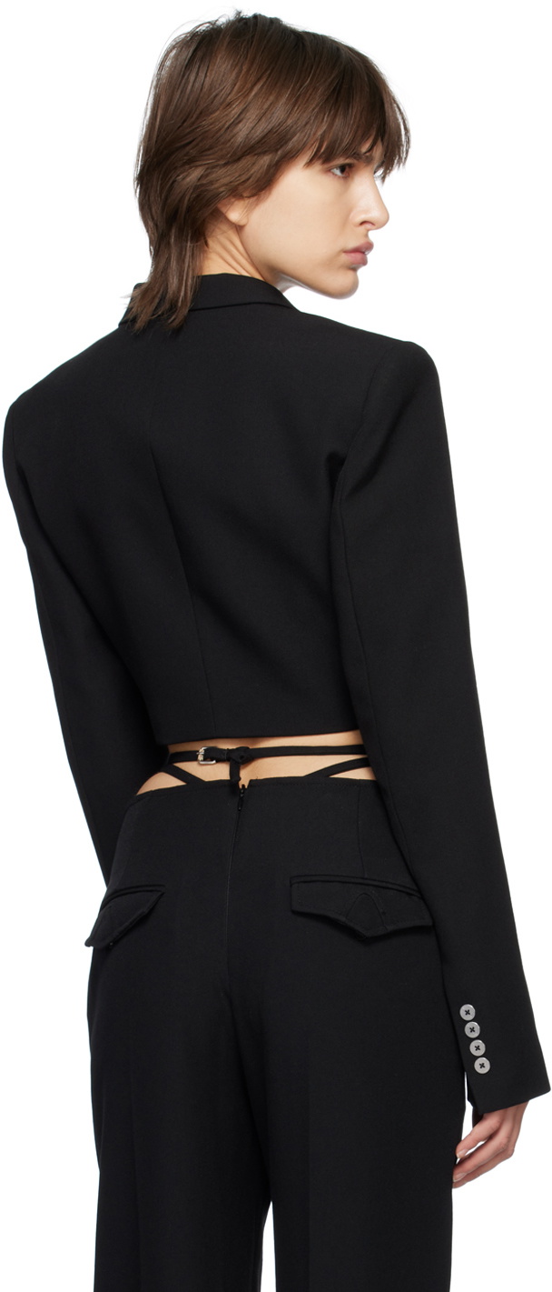 Dion Lee Black V-Wire Cropped Blazer Dion Lee
