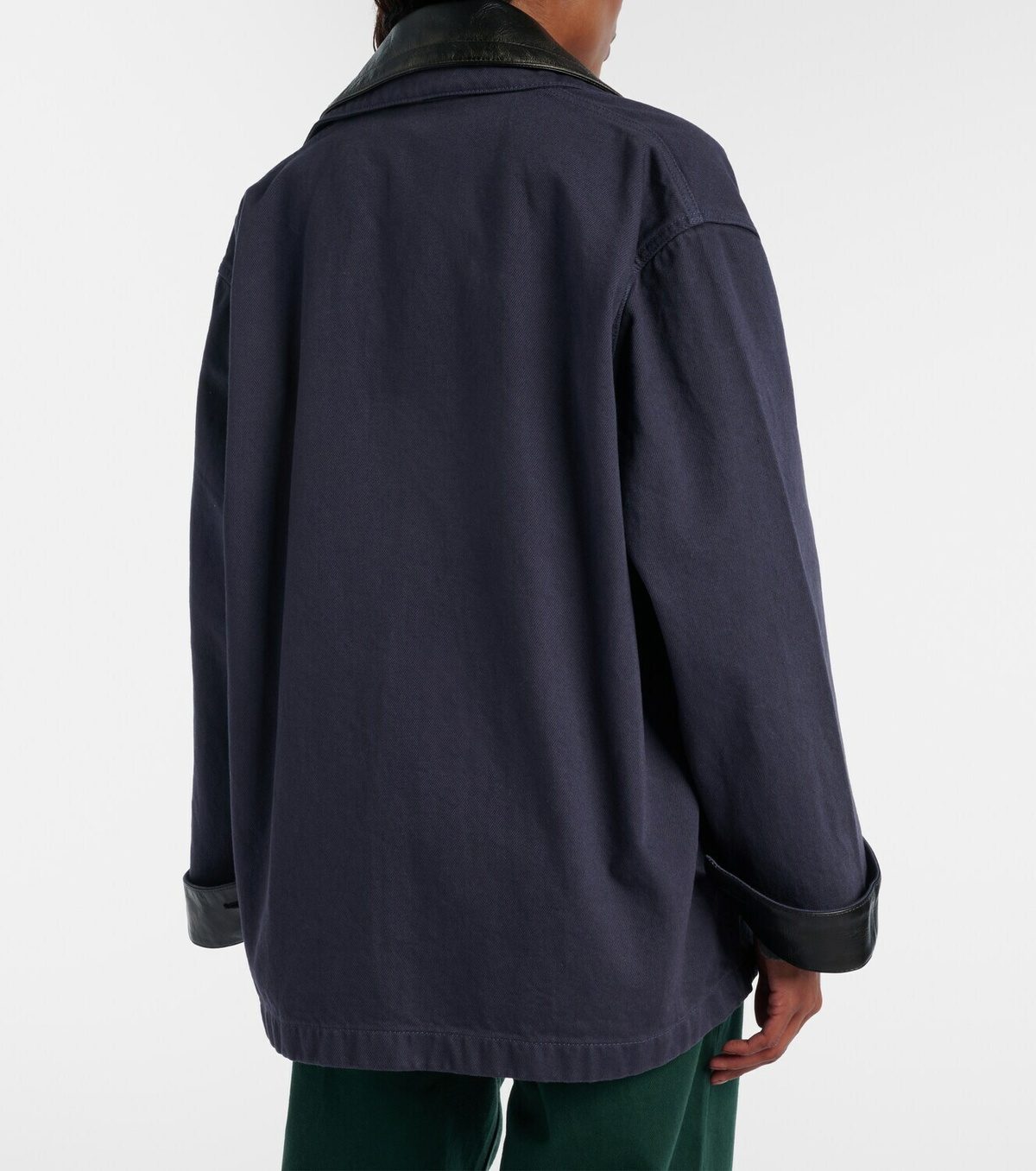 Miu Miu Leather-trimmed oversized cotton gabardine jacket