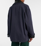 Miu Miu Leather-trimmed oversized cotton gabardine jacket