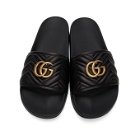 Gucci Black Marmont Pursuit GG Pool Slides