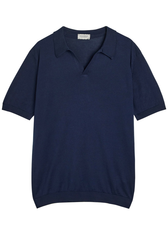 Photo: John Smedley Noah Cotton Polo Shirt Navy