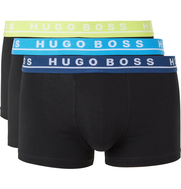 Photo: Hugo Boss - Three-Pack Stretch-Cotton Boxer Briefs - Blue