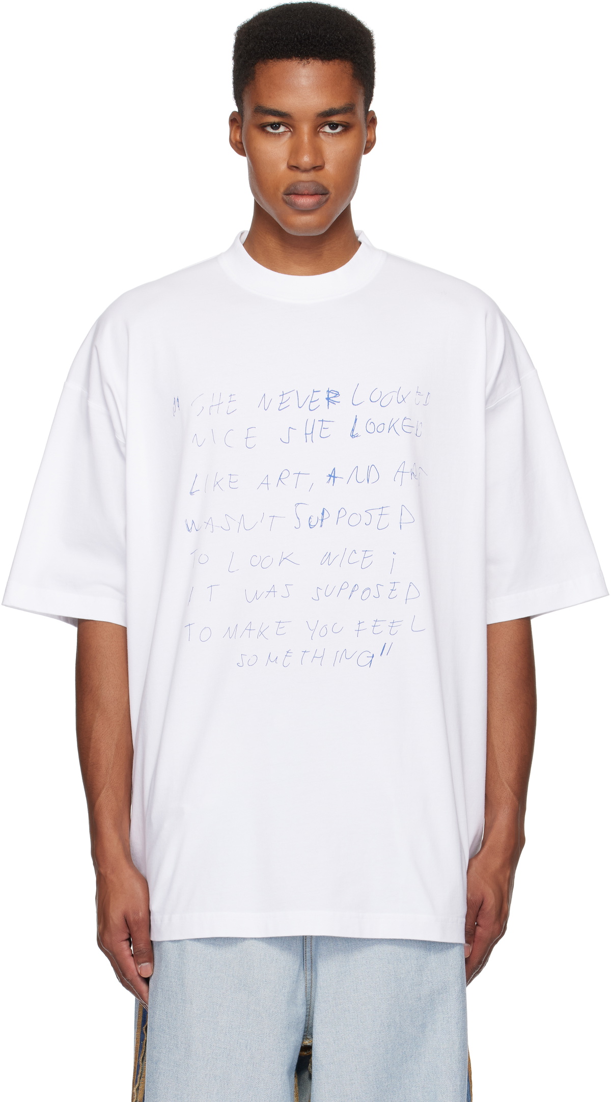 VETEMENTS White 'She Never Looked Nice' Oversized T-shirt Vetements
