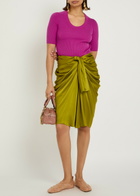 Chloe Draped Silk Knee-length Skirt Olive