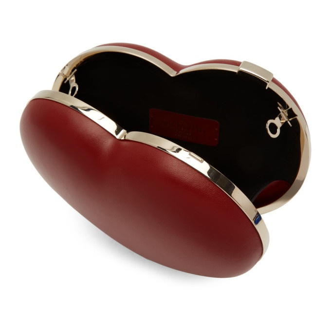 Valentino Garavani - Carry Secrets Heart-shaped Velvet Bag - Burgundy Multi