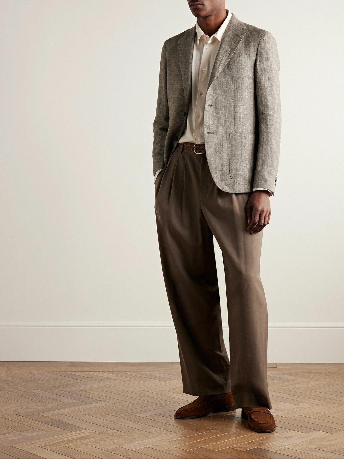 Caruso - Aida Slim-Fit Linen and Wool-Blend Hopsack Blazer - Green