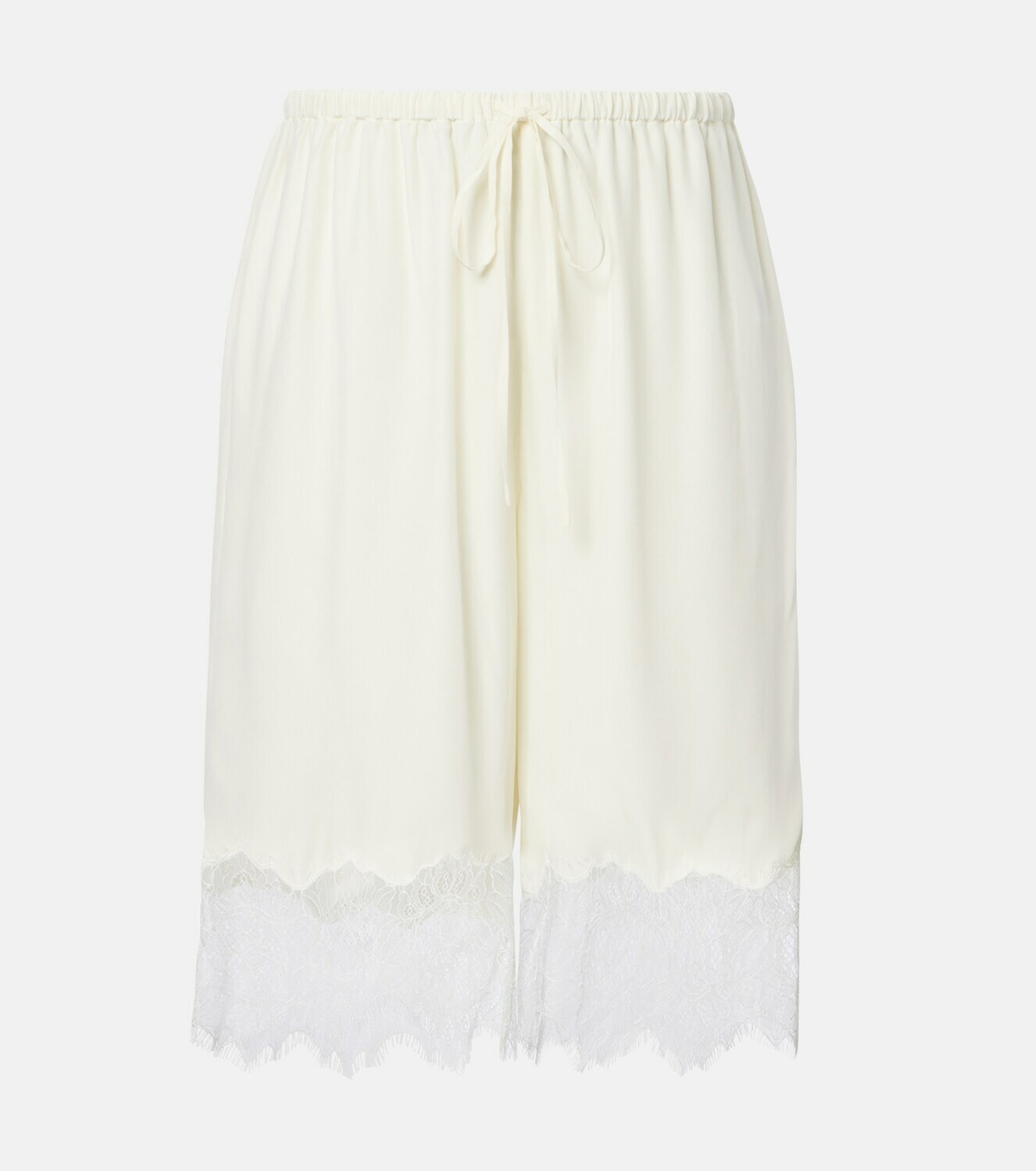 Staud Verano lace-trimmed silk satin Bermuda shorts