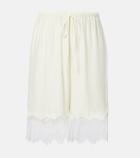 Staud Verano lace-trimmed silk satin Bermuda shorts