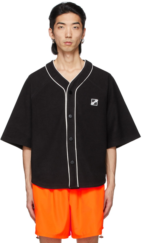 Photo: We11done Black Terrycloth Baseball Short Sleeve Shirt