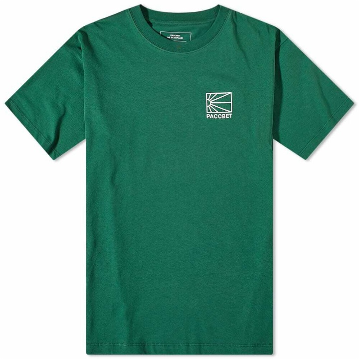 Photo: PACCBET Men's Small Sun Logo T-Shirt in Dark Green