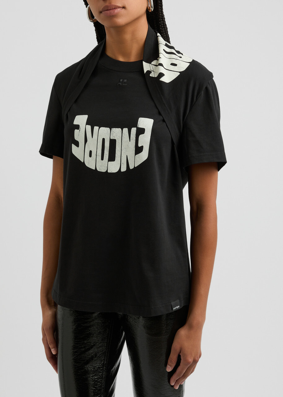 Courrèges Encore-printed Cotton T-shirt Black Courreges