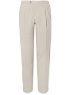 Thom Sweeney - Tapered Pleated Linen Trousers - Neutrals