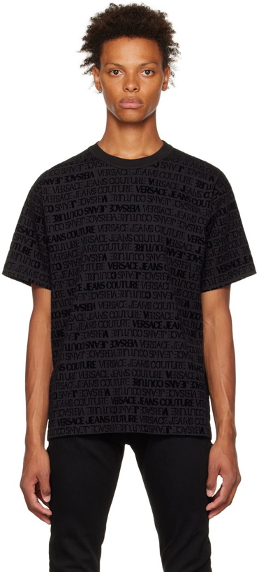 Photo: Versace Jeans Couture Black Flocked T-Shirt