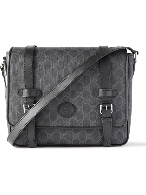 Photo: Gucci - Leather-Trimmed Monogrammed Coated-Canvas Messenger Bag