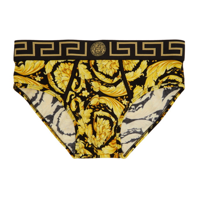 Photo: Versace Underwear Black and Gold Barocco Briefs