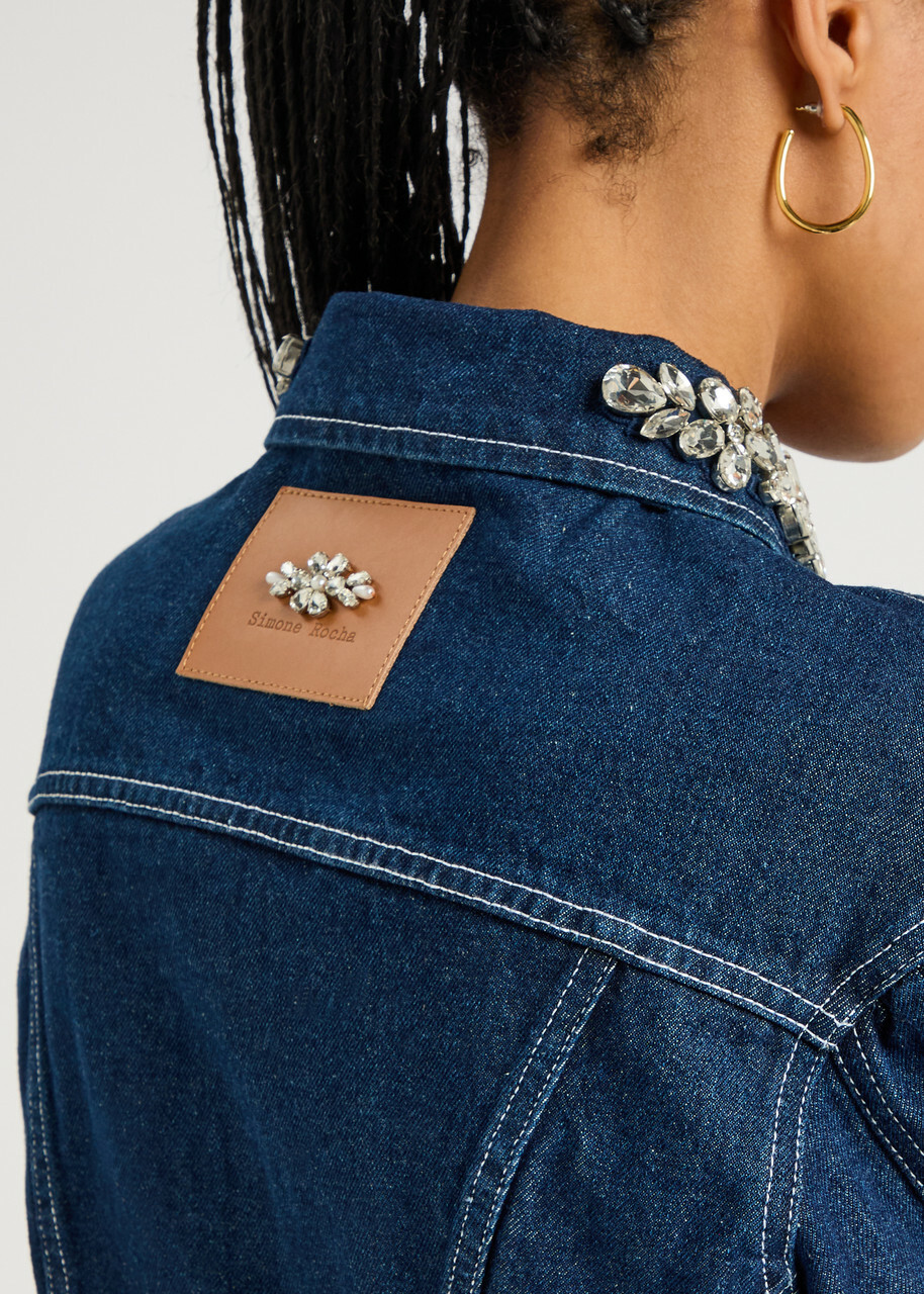 Simone Rocha Sculpted Crystal-embellished Denim Jacket