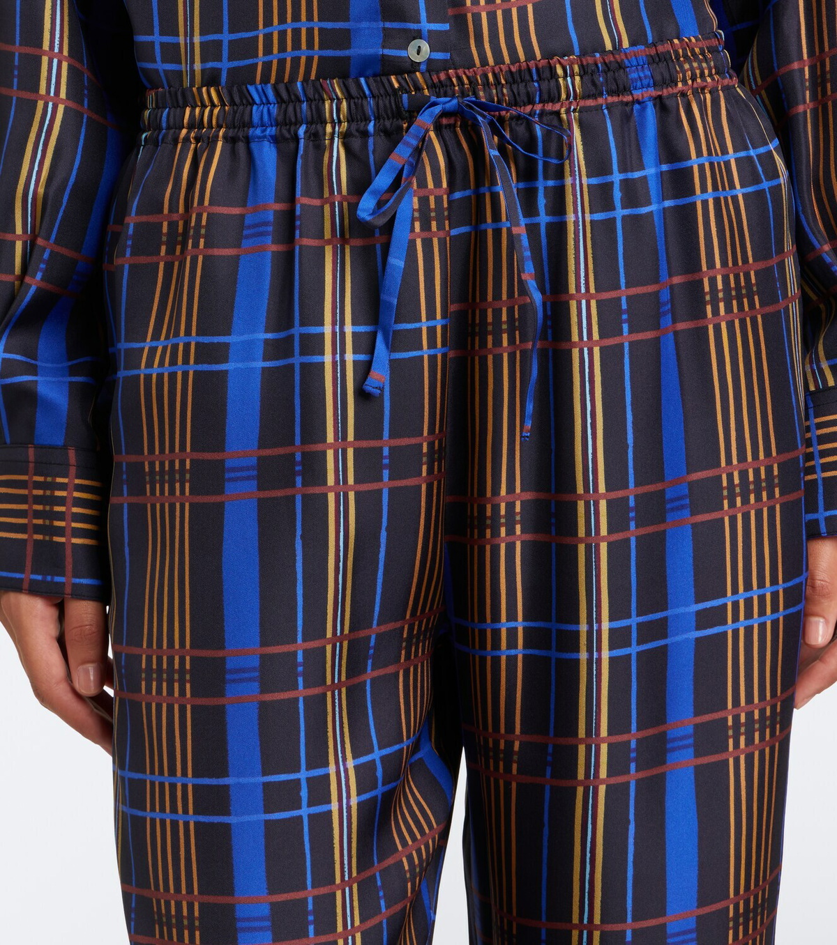 Asceno Aurelia plaid silk twill wide-leg pants