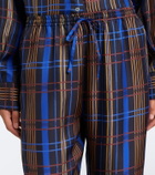 Asceno Aurelia plaid silk twill wide-leg pants