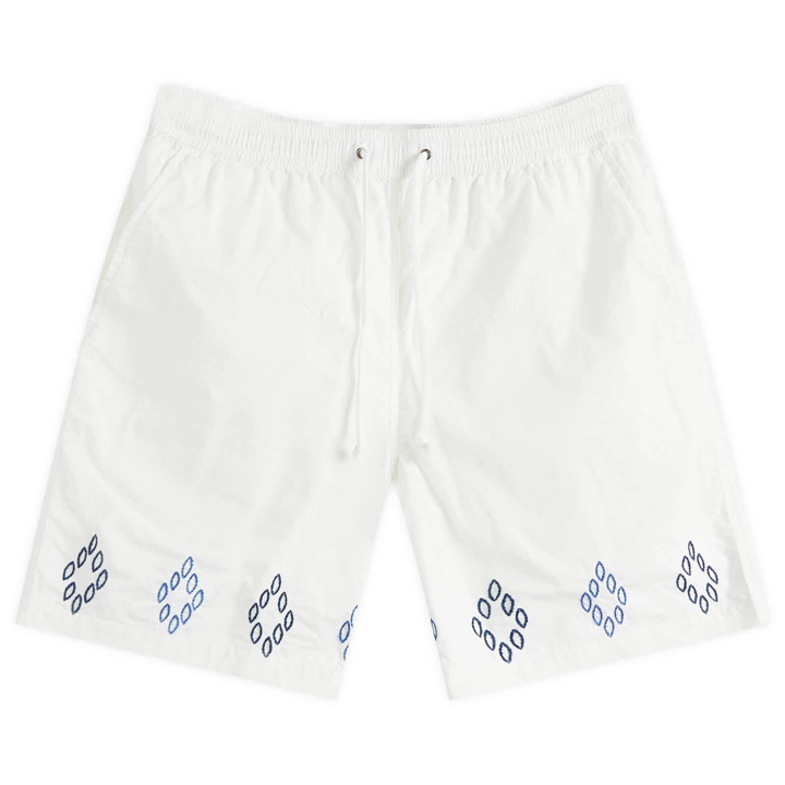 Photo: Universal Works Men's Linen Slub Beach Shorts in Ecru