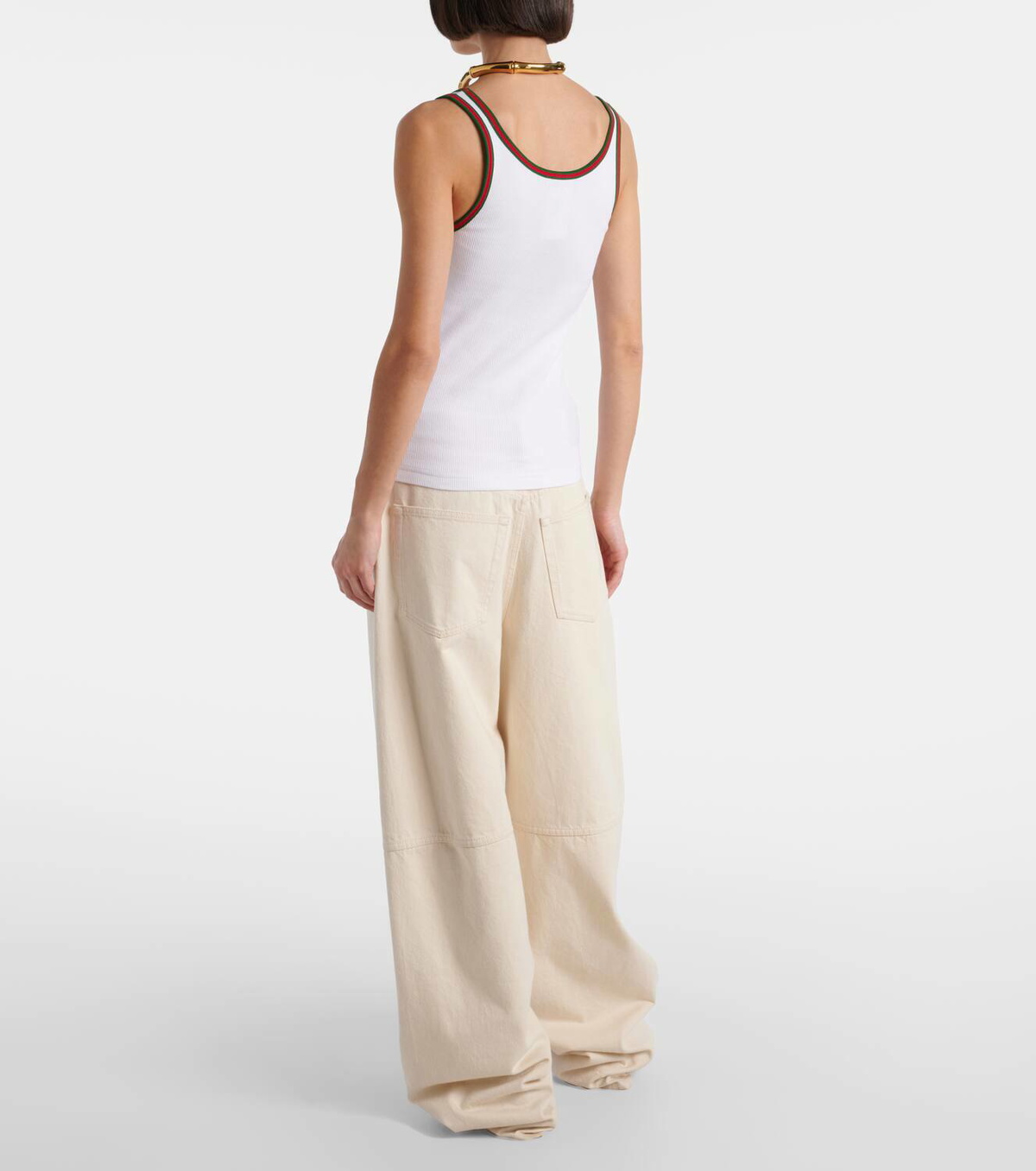Gucci Ribbed-knit cotton tank top