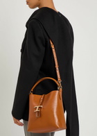 Tods T-plaque Grained Leather top Handle bag - Tan - One Size
