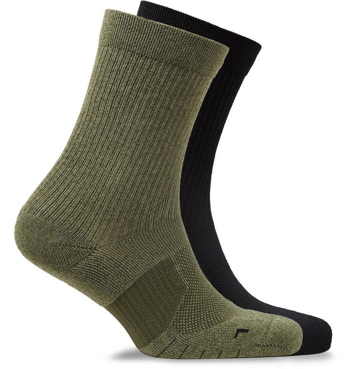 Photo: Nike Running - Two-Pack Multiplier Logo-Intarsia Dri-FIT Socks - Green