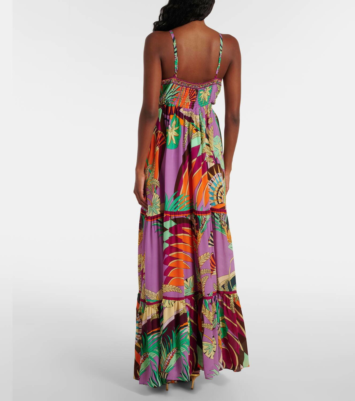 Camilla Gathered printed silk cutout maxi dress Camilla