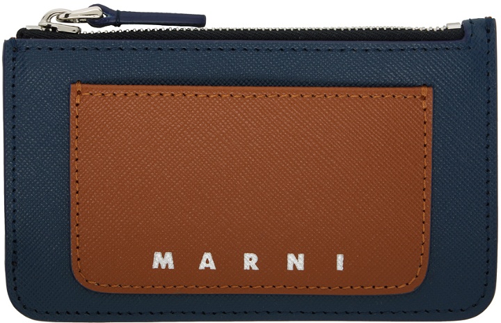 Photo: Marni Navy & Brown Saffiano Leather Card Holder