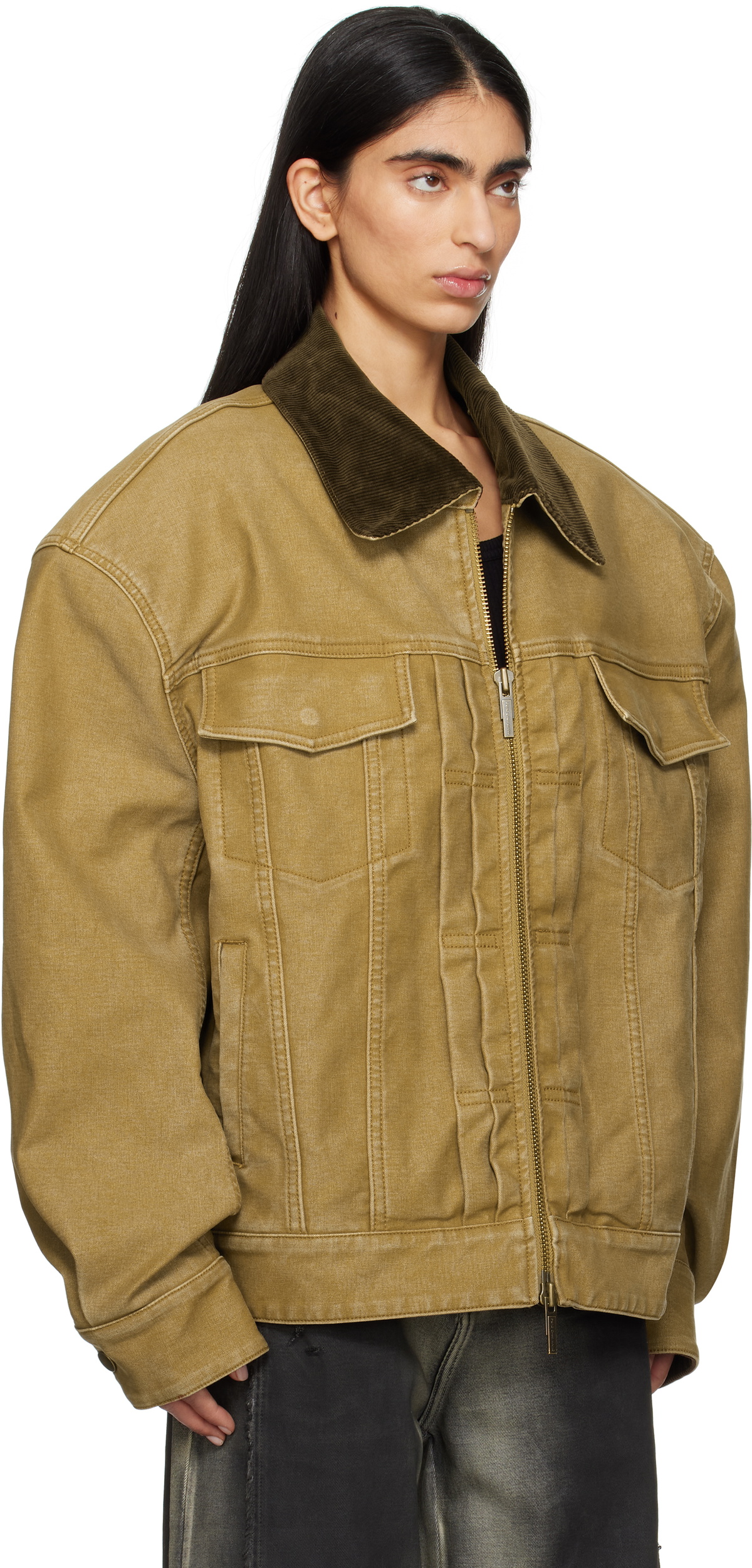 Feng Chen Wang Tan Washed Canvas Workwear Jacket